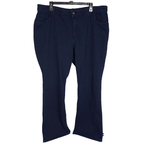 Denim & Co. Womens Jeans Sz 22W Plus Comfy Knit Denim Boot Cut Dark Wash A220699 - Picture 1 of 9
